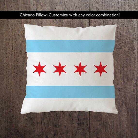 Chicago Pillow Chicago Flag Chitown Custom Pillows Etsy