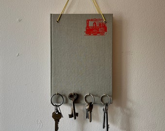 Key Board Keybook Pinboard Storage Upcycling Book 5 Hooks