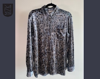 Animal Print Velvet Blouse Shirt Vintage Secondhand Leopard Tiger