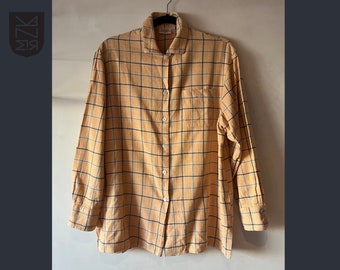 Flanellbluse Flanell Hemd kariert hellorange Vintage 90er Karo Größe 40