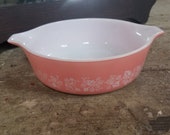 1958 Vintage pyrex oven casserole baking dish pink gooseberry 471 1PT made in U.S.A.
