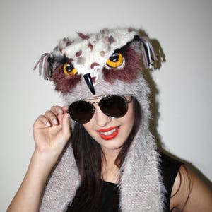 Beige Owl Hat – Hand Knitted Animal Beanie for Kids – Winter Baby Hat – Toddler Photo Prop – Unique Gift – Warm Soft Handmade Hat