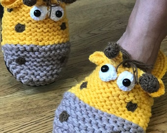 Giraffe custom funny slippers women Handmade idea gift Home shoe Crochet giraffe African animals Giraffe shoes Gift for her Gift box