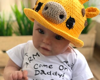 Adult & Kids Unisex Crochet bucket hat Giraffe funny Baby gift Sun Protection Hat for Kids Toddler Caps Wide Brim Summer Hat Cotton