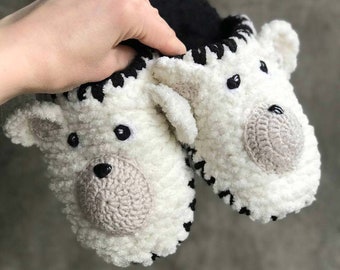 Zuhause Schuhe Teddy Bär Haus Hausschuhe häkeln Niedliche Frauen Tier Fuzzy Hausschuhe Geschenke für sie handgemachte Geschenke für Frauen Plüsch Slips Gag Geschenk