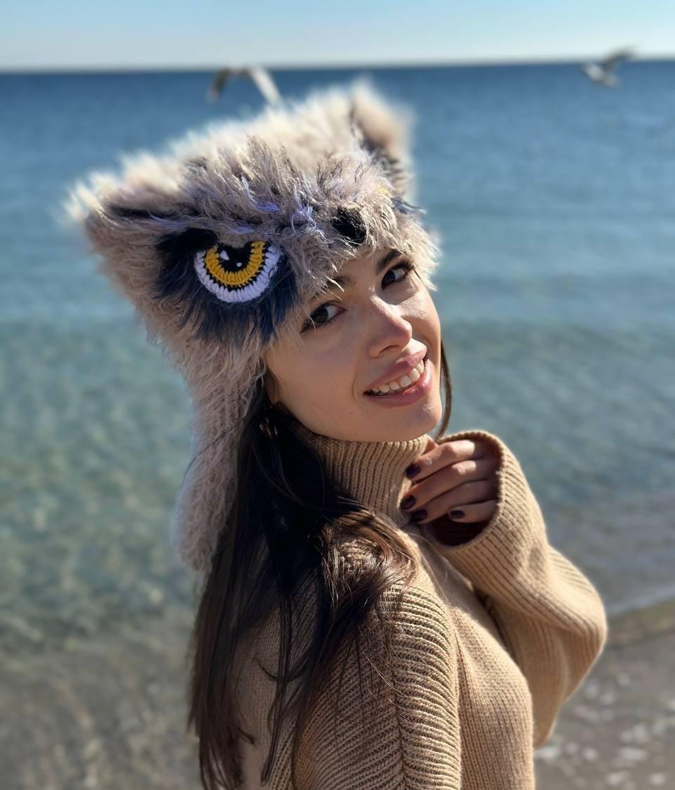 Cozy Owl Balaclava, Handmade Crochet Winter Hat, Animal Ski Hood