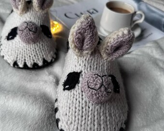 Alpaca Slippers Wool – Cozy Animal Slippers – Handmade House Shoes – Warm Indoor Slippers