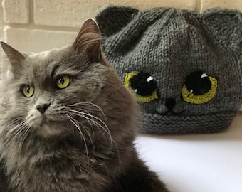 Nebelung cat hat Ukraine animals Gray cat Cat gifts Cat lover gift Cat Keepsake Cute gift for mom Cat hat crochet Animals Hats Ukraine shops