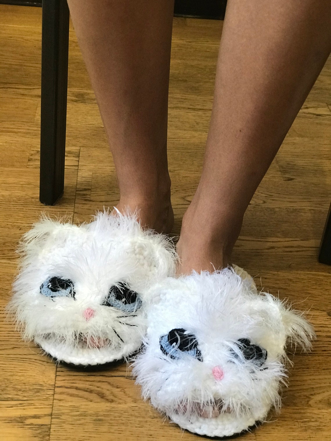 White Fluffy Cat Slippers Funny slippers House slippers Etsy