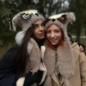 Crochet Owl Hat, Handmade Animal Beanie for Kids & Adults, Funny Winter Hat, Unique Owl Gift
