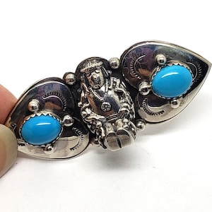 Turquoise Brooch Navajo Story Teller Sleeping Beauty Turquoise Sterling Silver