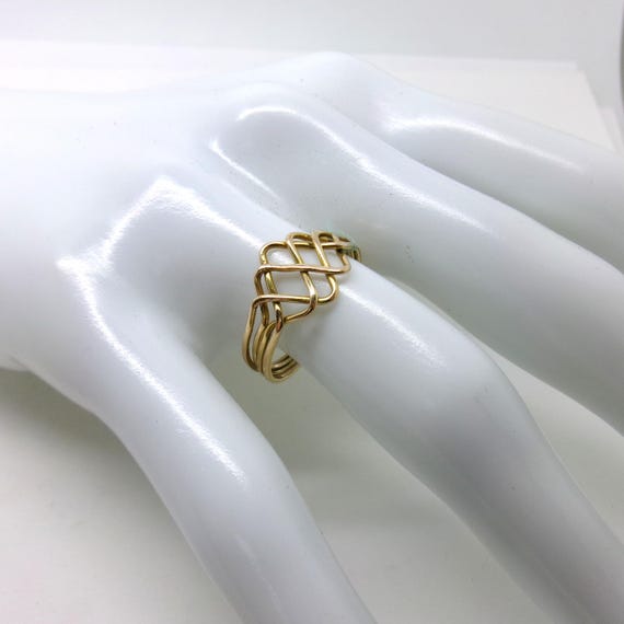 14K Puzzle Ring - Solid Gold Fidget Ring - Turkis… - image 1