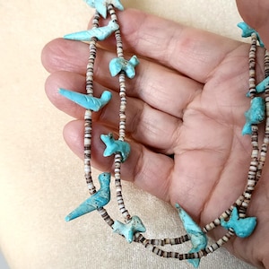Zuni Turquoise Fetish Necklace Genuine Turquoise Heishi Necklace Vintage Turquoise Necklace Hand Carved Birds and Bears Antique Turquoise