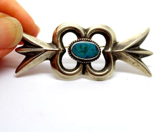 Old Pawn Navajo Sand Cast Turquoise Brooch