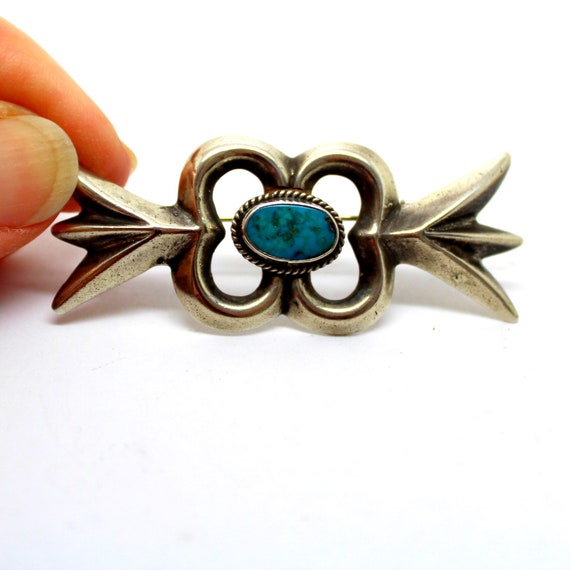 Old Pawn Navajo Sand Cast Turquoise Brooch - image 1