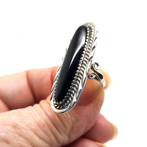 Vintage Sterling Silver Black Onyx Ring - Southwestern Style, Size 6.5