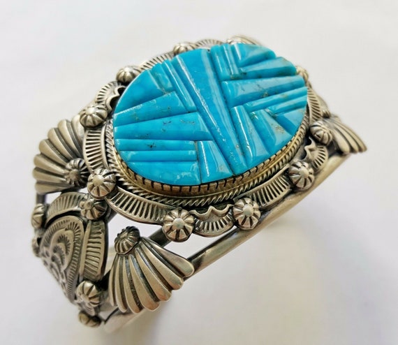 Intense Spiderweb Vintage Native American Navajo Turquoise Sterling Silver Bracelet Intense Spiderweb Vintage Native American Navajo Turquoise Sterling Silver Bracelet