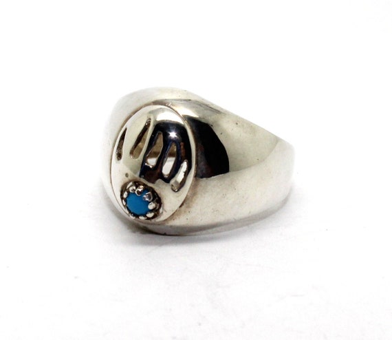 Bear Paw Turquoise Mans Ring Sterling Silver Vari… - image 2