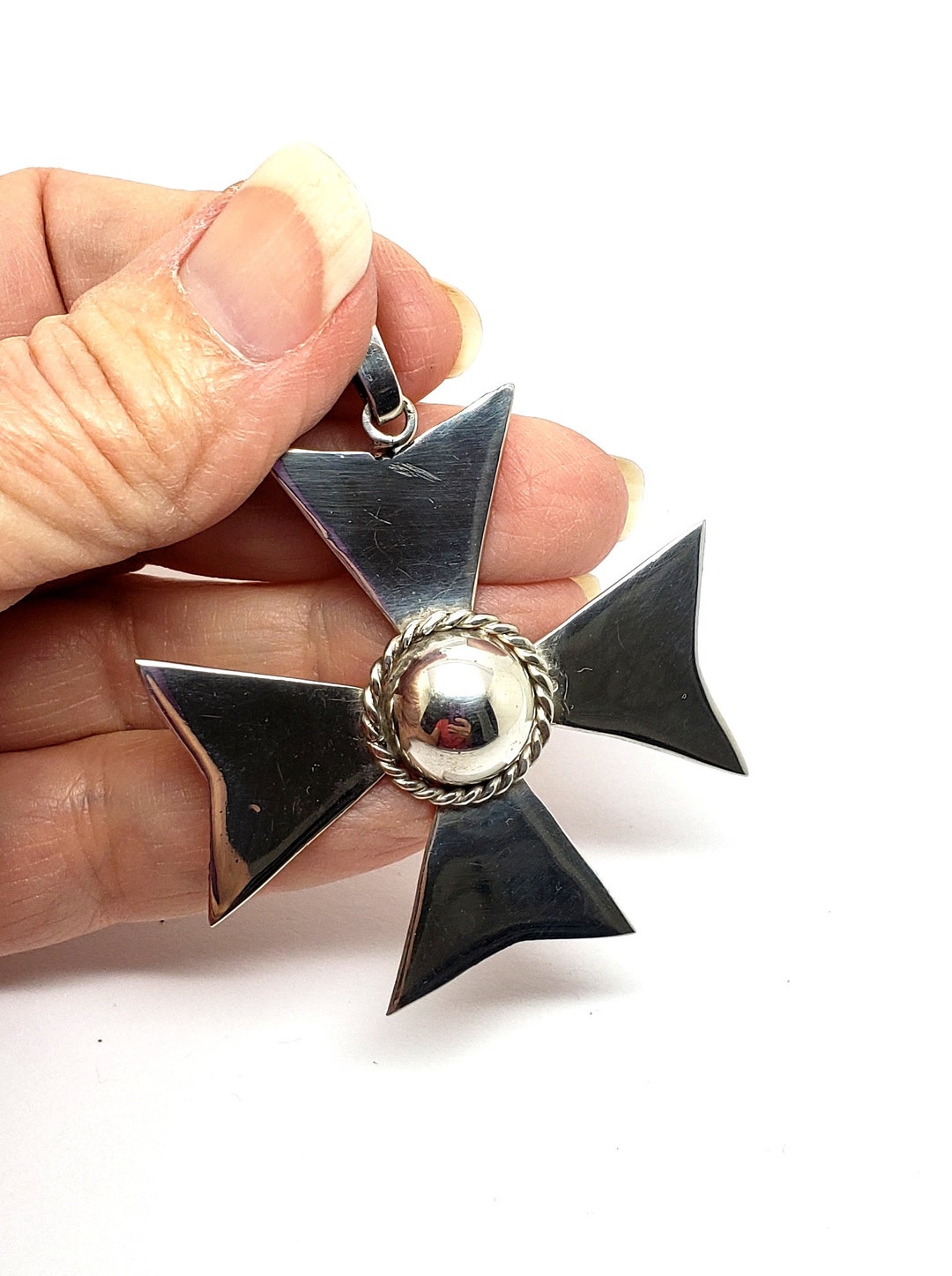 Vintage Sterling Silver Maltese Cross Pendant - Etsy