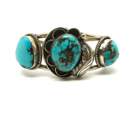 Very Rare Fool's Gold & Turquoise Vintage Native American Navajo Sterling Silver Bracelet Very Rare Fool's Gold & Turquoise Vintage Native American Navajo Sterling Silver Bracelet