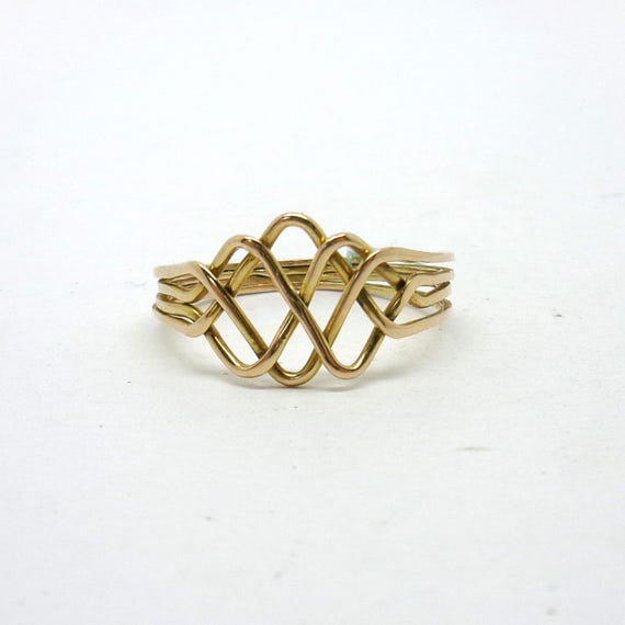 14K Puzzle Ring - Solid Gold Fidget Ring - Turkis… - image 3