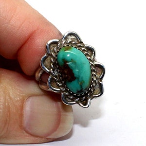Vintage Boulder Turquoise Navajo Ring Size 7.25 Sterling 925