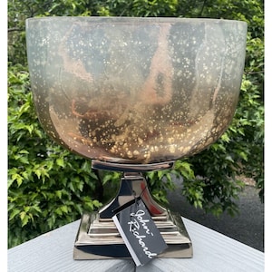 Vintage John Richard Mercury Glass Moderno Peça Central Decorativa Vaso De Vidro Arte