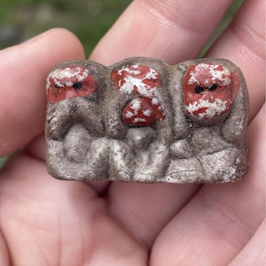 Antique Japanese Bisque Porcelain 3 Monkeys Figurine See Hear Speak No Evil