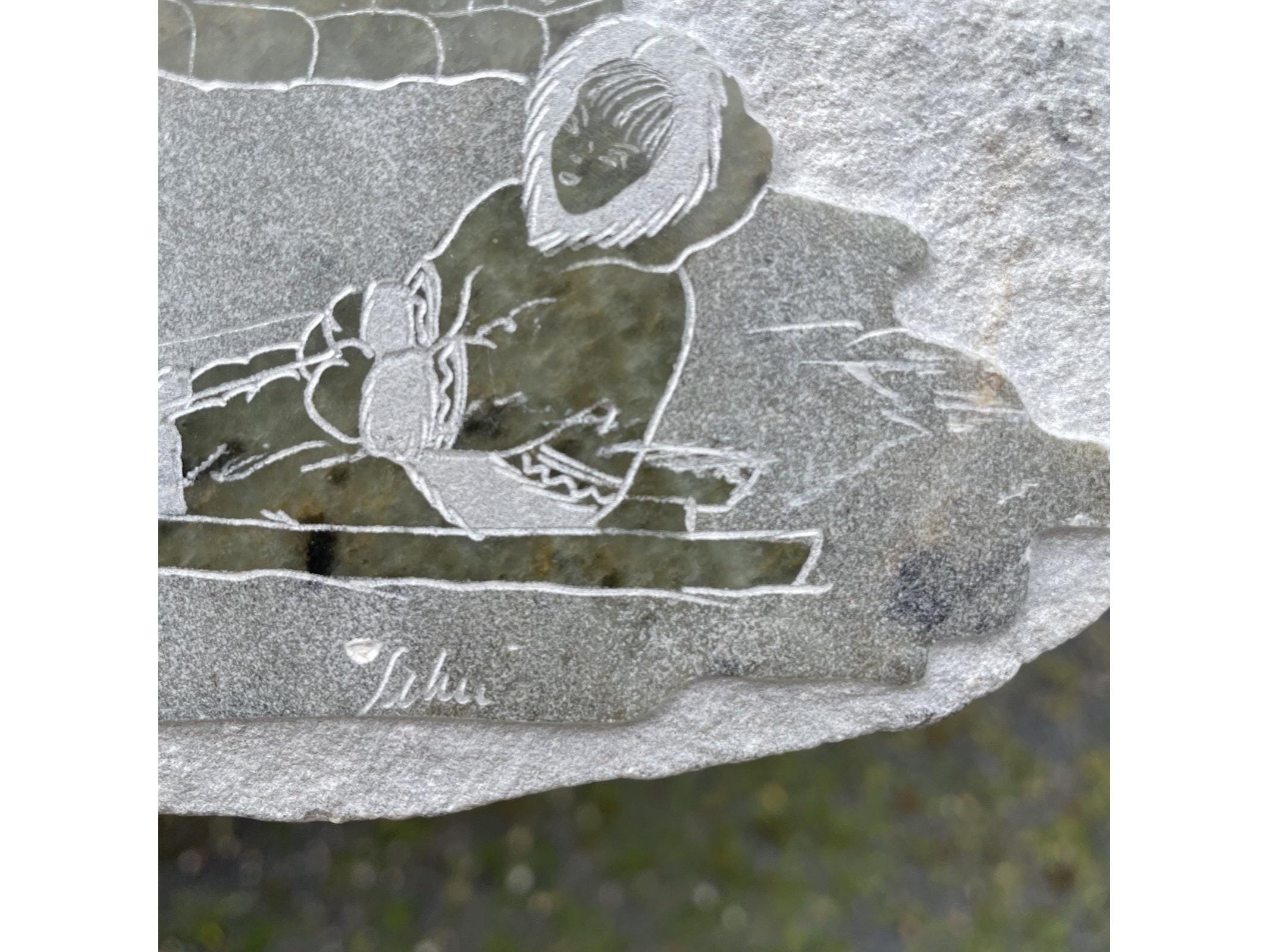 Vintage Hand Carved Soapstone Inuit Native Art Wall Plaque Artisan