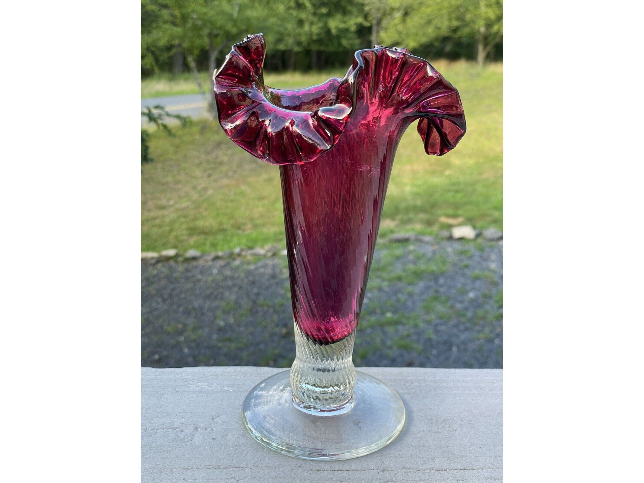 8-7/8 アンティーク ヴィンテージ 20 世紀 クランベリー & クリア