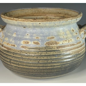 Vintage Studio Pottery Glazed Jar Bowl Low Vase w/ Handles