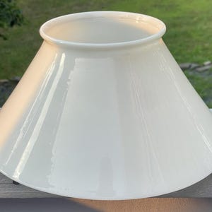 Antique 4-7/8" Fitter White Flared Milk Glass Lamp Shade Horse Hanging Slant
