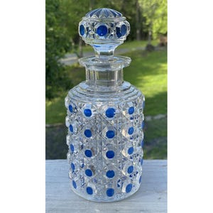 Antique Baccarat Diamants Pierreries Diamond Gemstone Cut French Crystal Bottle