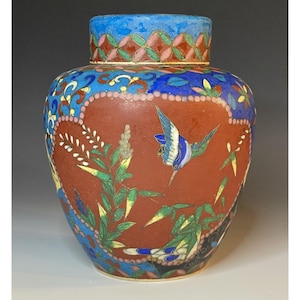 Antikes Japanisches Porzellan Totai Shippo Ginger Dose Meiji Cloisonne