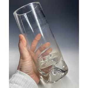 Vintage Modernistic Pinched Clear Glass Flower Vase Retro Modern Mid Century