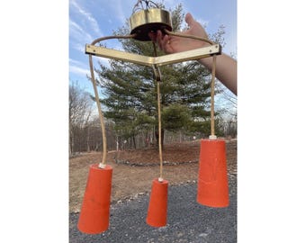 Lampa wisząca Mid-Century Retro Pomarańczowa Aluminiowa Trzy Lampy Wiszące Oświetlenie Lata 60-te Lata 70-te Vintage