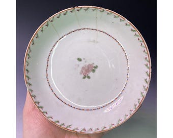 Plato de porcelana china antigua del siglo XVIII de la dinastía Qing para exportación, cuenco poco profundo