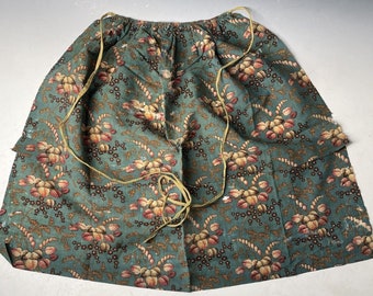 Antique Victorian Child's Fabric Apron Floral Botanical Print Art Nouveau 19th C