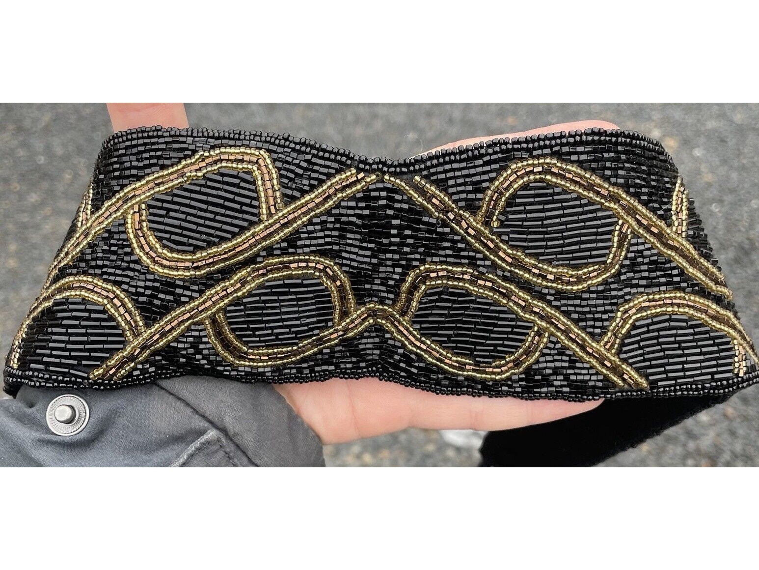Morgan Taylor Black Patent Belt with Gold Art Deco Buckle comstock-heritage-horseshoe-  main image 2