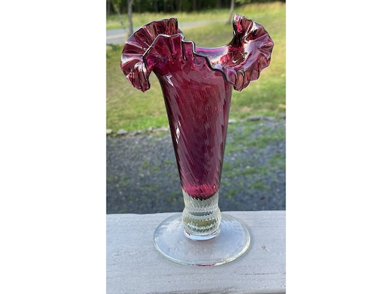 8-7/8 アンティーク ヴィンテージ 20 世紀 クランベリー & クリア