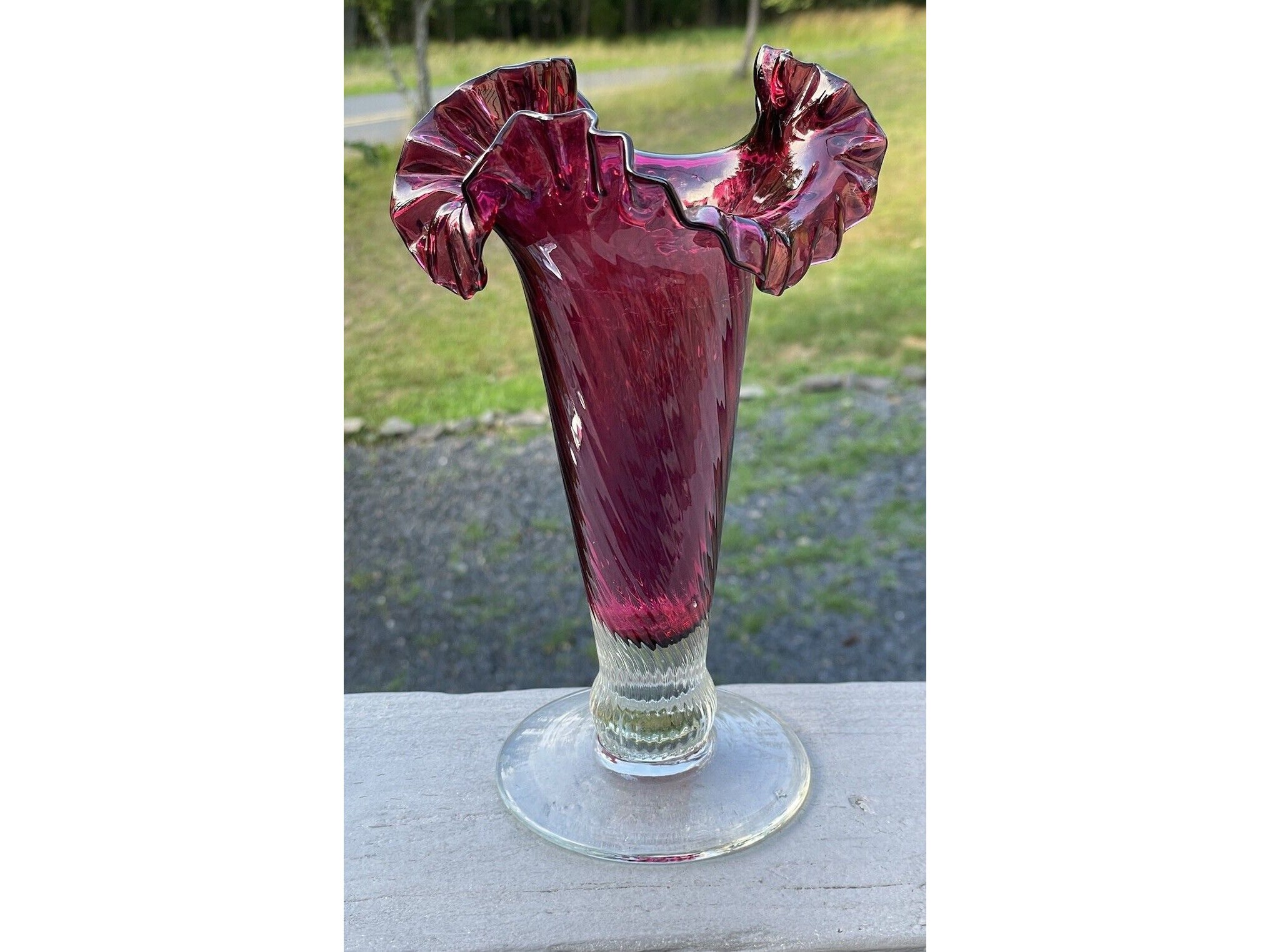 8-7/8 アンティーク ヴィンテージ 20 世紀 クランベリー & クリア