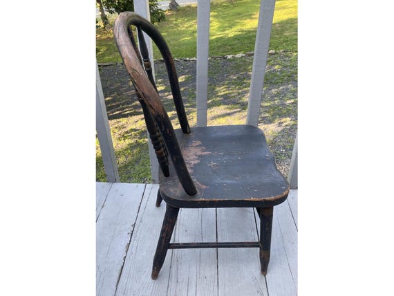 アンティークスピンドルバックボウベント木製子供用ウィンザー