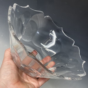 8 1/8" Vintage Cartier Contemporary Crystal Petal Form Cut Centerpiece Bowl