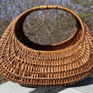 Vintage Wicker Gondola Mid-Century Gathering Woven Basket Decor Collectibles