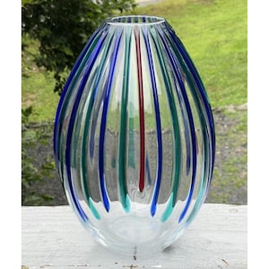 LARGE Retro Vintage Alfredo Barbini Handblown Italian Murano Art Glass Vase