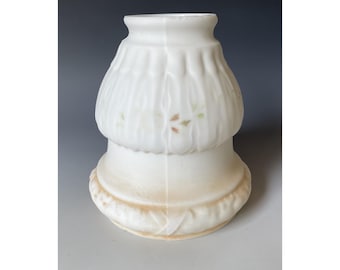Antique Satin Milk Glass Linen Fold 2-1/4" Fitter Lamp Shade Victorian Decor