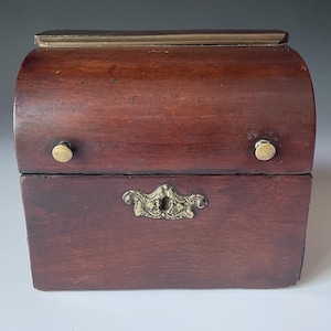 Antique 19th C. Georgian - Victorian Wooden Box Chest Tea Caddy Diddy 1800s
