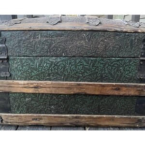 Antique 19th C. Victorian Dome Topped Tooled Leather Steamer Trunk ...