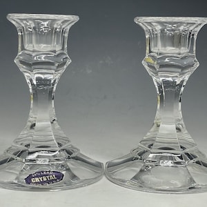 Par vintage de candelabros de cristal con plomo de EE. UU. Candelabros americanos