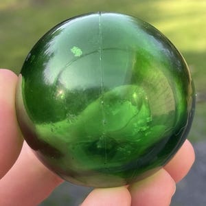 Vintage 2&quot; Green Float Ball Glass Nautical Maritime Fishing Net Decor Beach